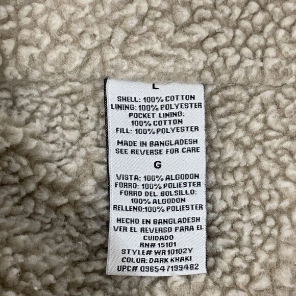 Wrangler Hero Men’s L Sherpa Lined Canvas Khaki Jacket Coat Distressed - Picture 14 of 16